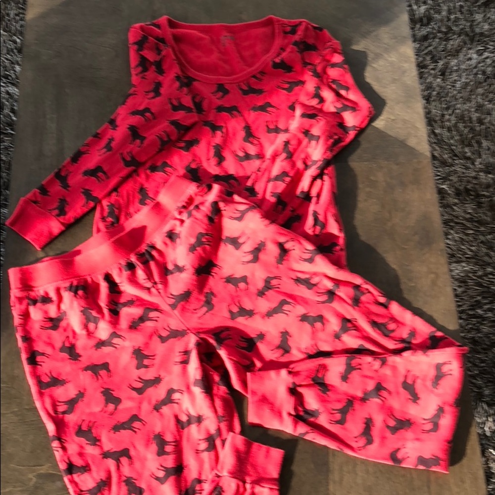Red and black moose pajamas!